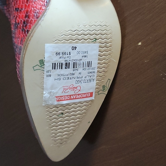 NWT 100% Leather ankle booties women's snakeskin Italy Designer Boots Shoes Red - Picture 7 of 12